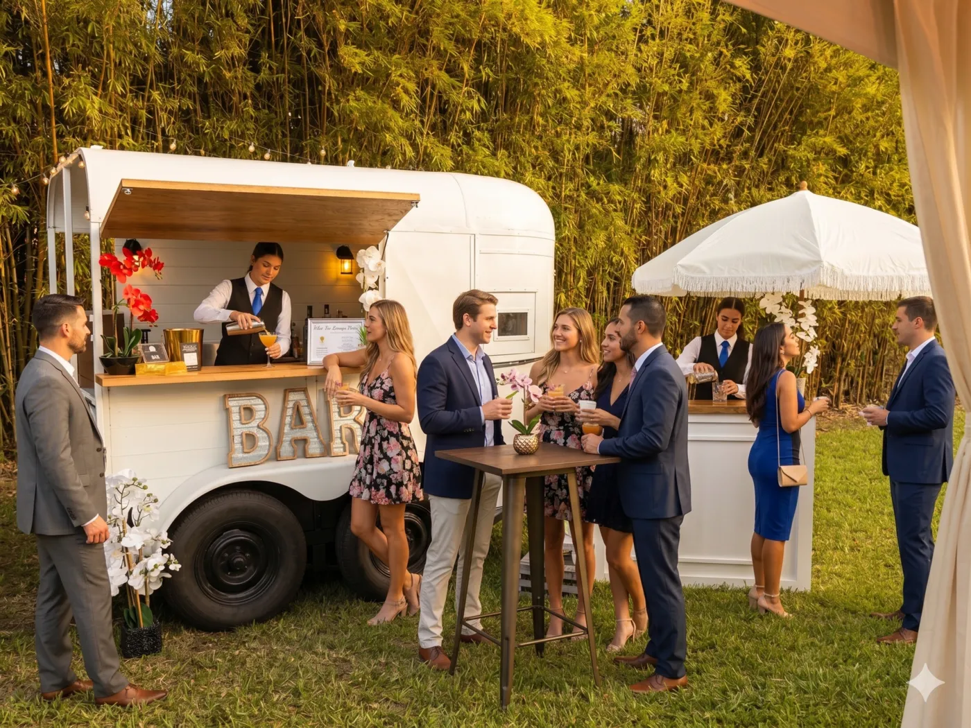 Guests at outdoor bar